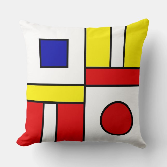 Abstracte Kunst in Mondriaan Stijl Kussen (Voorkant)