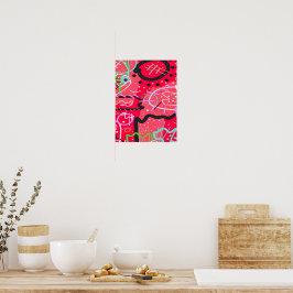 Abstracte kunst in rood poster