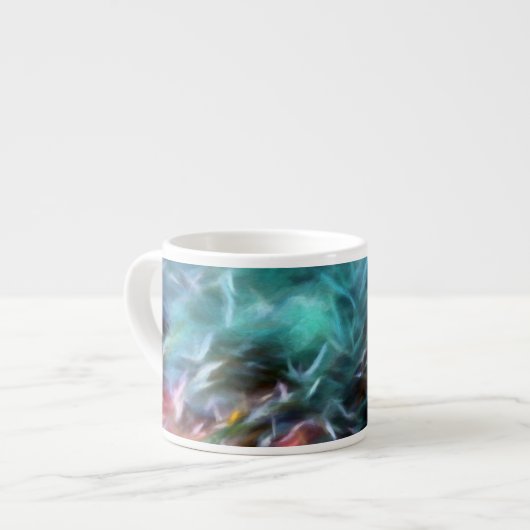 Abstracte kunst in Turquoise, groen, wit, rood Espresso Kop (Links)