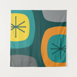 Abstracte kunst in verschillende kleuren en teal u wandkleed