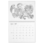 Abstracte kunst in zwart-wit  jaar kalender (Mar 2027)