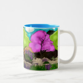 Abstracte Kunst Katoenen Candy Bomen Tweekleurige Koffiemok