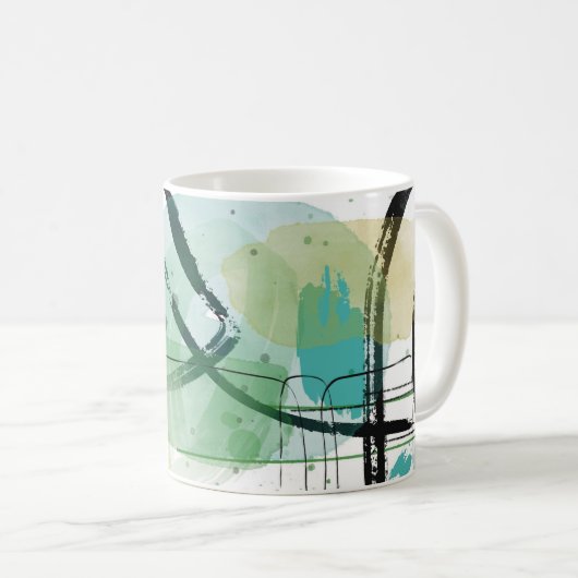 Abstracte Kunst Keramische Mok - Moderne Koffiebek (Voorkant rechts)