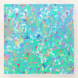 Abstracte Kunst: Kleine Zeewezens  Glazen Onderzetter
