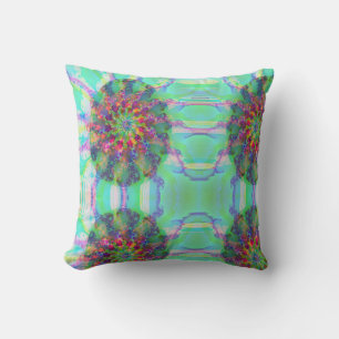 Abstracte Kunst Kleurrijk Eierpatroon Blauw en Roz Kussen