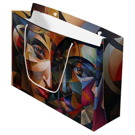Abstracte kunst kleurrijk groot cadeauzakje (Voorkant Gekanteld)