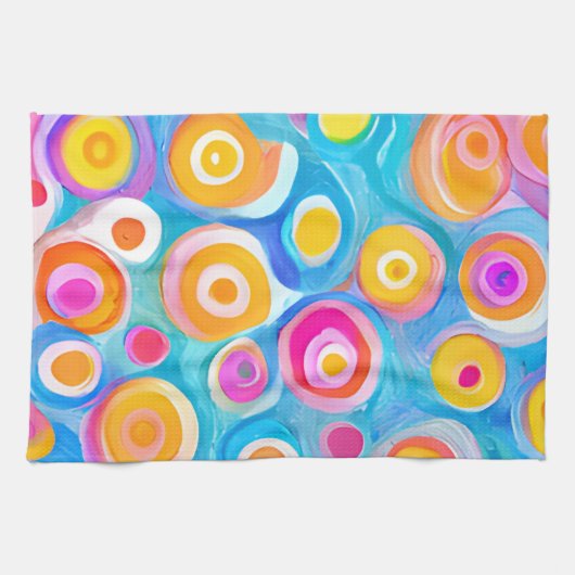 Abstracte Kunst Kleurrijke Cirkels NAAM Leuke Arti Theedoek (Horizontaal)