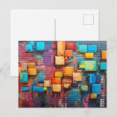 Abstracte kunst kleurrijke muurschildering op muur briefkaart (Voorkant / Achterkant)