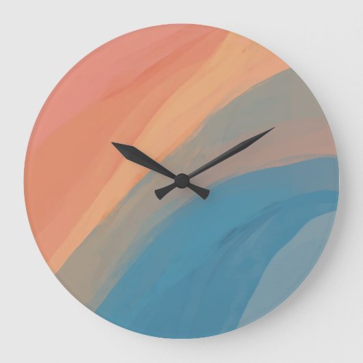 Abstracte kunst Kleurrijke Waterverf Roze Blauw Grote Klok (Voorkant)