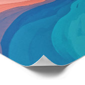 Abstracte kunst Kleurrijke Waterverf Roze Blauw Poster (Hoek)