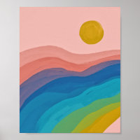 Abstracte kunst Kleurrijke Waterverf Roze Blauw