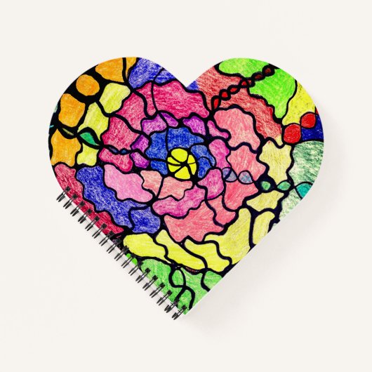 Abstracte Kunst Kleurrijke Wonderlijke Bloem Notitieboek (Voorkant)