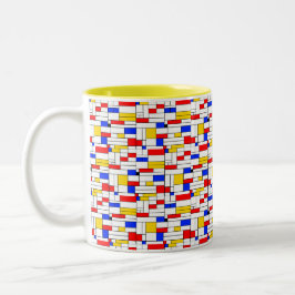 Abstracte Kunst Koffiemok in de Stijl van Piet Mon Tweekleurige Koffiemok