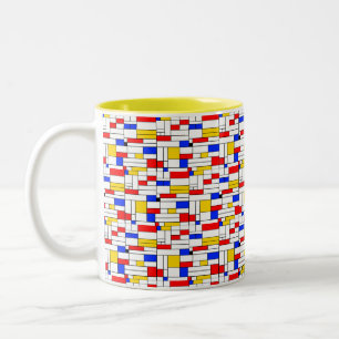 Abstracte Kunst Koffiemok in de Stijl van Piet Mon Tweekleurige Koffiemok