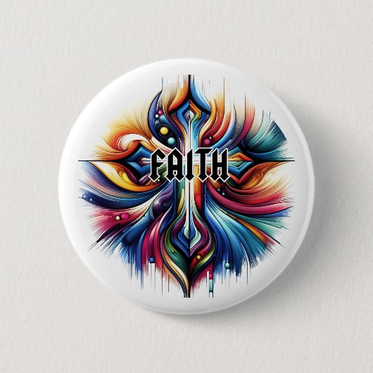 Abstracte Kunst Kruis Geloof Ronde Button 5,7 Cm (Voorkant)