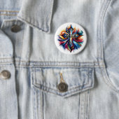 Abstracte Kunst Kruis Geloof Ronde Button 5,7 Cm (In situ)