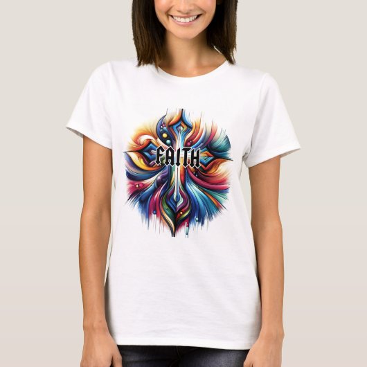 Abstracte Kunst Kruis Geloof T-shirt (Voorkant)