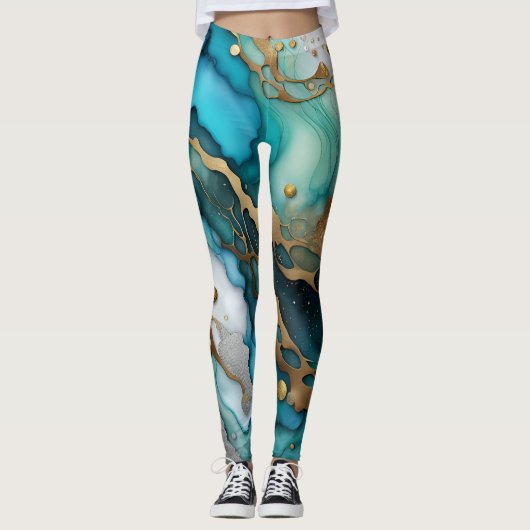 Abstracte kunst Leggings - Elegante marmeren print (Voorkant)