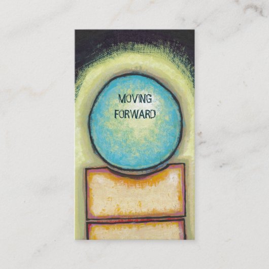 Abstracte kunst leuke blauwe cirkel met je woorden visitekaartje (Voorkant)