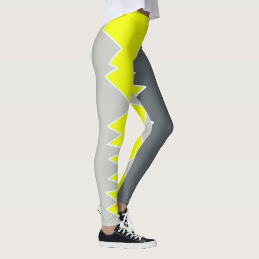 Abstracte kunst lichtgrijs geel houtskoolgrijs leggings (Rechts)