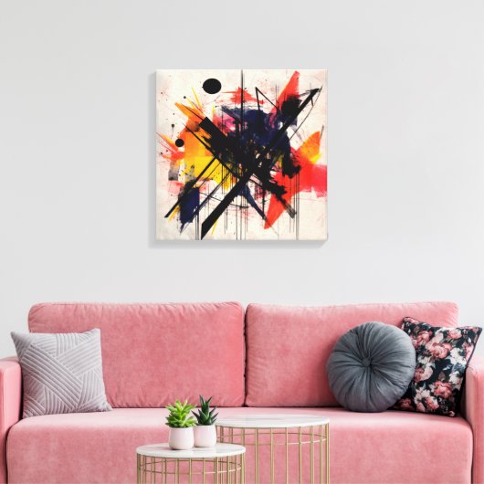 Abstracte kunst lijst canvas afdruk (Insitu (Woonkamer))
