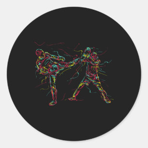 Abstracte Kunst Martial Artist Karate  Ronde Sticker