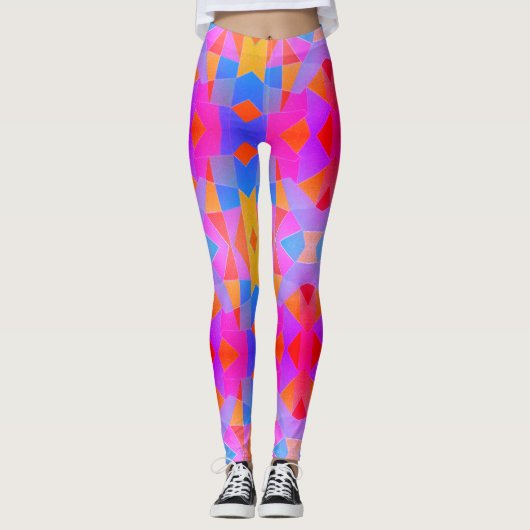 Abstracte Kunst Meerkleurig Leggings (Voorkant)