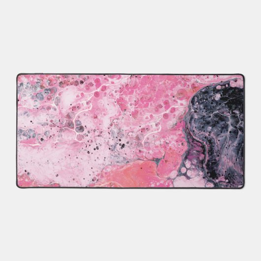 Abstracte kunst met acrylverf giet roze bureaumat (Voorkant)