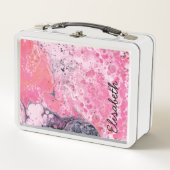 Abstracte kunst met acrylverf | Roze zwart (Voorkant)