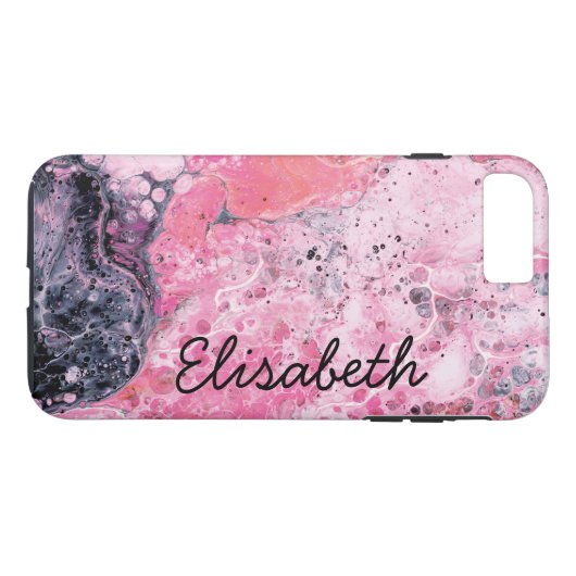Abstracte kunst met acrylverf | Roze zwart Case-Mate iPhone Case (Achterkant (Horizontaal))