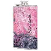 Abstracte kunst met acrylverf | Roze zwart Heupfles (Links)