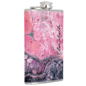 Abstracte kunst met acrylverf | Roze zwart Heupfles (Rechts)