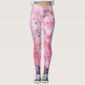Abstracte kunst met acrylverf | Roze zwart Leggings (Voorkant)