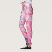 Abstracte kunst met acrylverf | Roze zwart Leggings (Links)