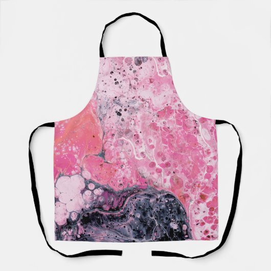 Abstracte kunst met acrylverf | Roze zwart Schort (Voorkant)