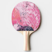 Abstracte kunst met acrylverf | Roze zwart Tafeltennisbatje (Achterkant)