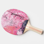Abstracte kunst met acrylverf | Roze zwart Tafeltennisbatje (Zijkant)