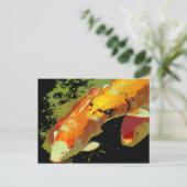 Abstracte kunst met Aziatische Koi Fish Carp Briefkaart (Staand voorkant)