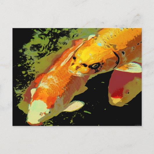 Abstracte kunst met Aziatische Koi Fish Carp Briefkaart (Voorkant)