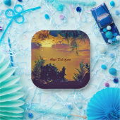 Abstracte kunst met beste pap ooit zonnewarmte papieren bordje (Feest)