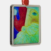 Abstracte kunst met blauwe eyed Santa Claus Metalen Ornament (Rechts)