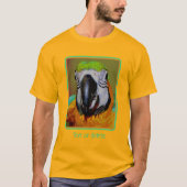 Abstracte kunst met blauwe gouden papaver t-shirt (Voorkant)