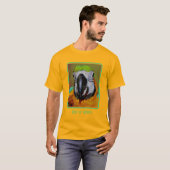 Abstracte kunst met blauwe gouden papaver t-shirt (Voorkant volledig)