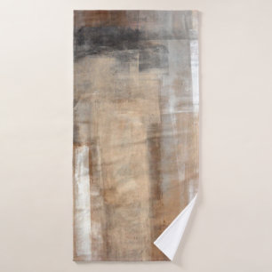 Abstracte kunst met bruin en beige schilderingen a badhanddoek