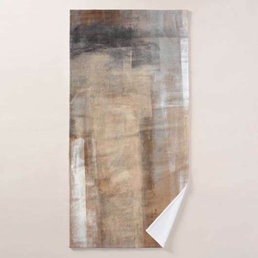 Abstracte kunst met bruin en beige schilderingen a badhanddoek (Badhanddoek)