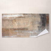 Abstracte kunst met bruin en beige schilderingen a badhanddoek (Badhanddoek)