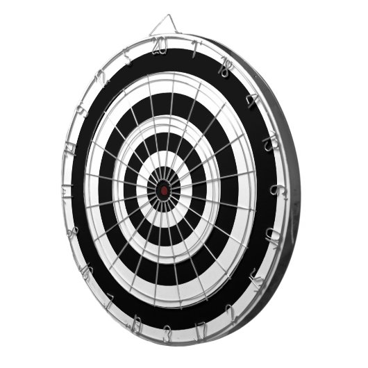 Abstracte kunst met cirkels in zwart-wit dartbord (Voorkant Rechts)