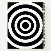 Abstracte kunst met cirkels in zwart-wit notitieboek (Achterkant)