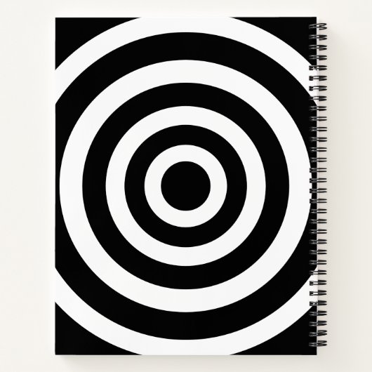 Abstracte kunst met cirkels in zwart-wit notitieboek (Achterkant)