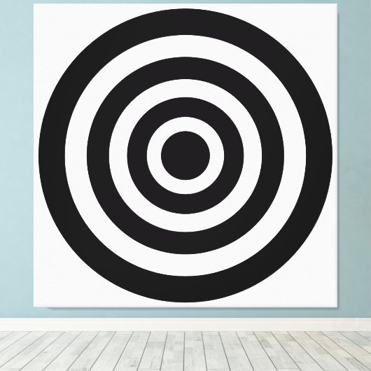 Abstracte kunst met cirkels op zwart-wit canvas (Insitu (Houten vloer))